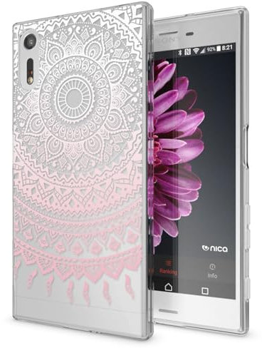 NALIA Handyhülle kompatibel mit Sony Xperia XZ, Slim Silikon Motiv Case Phone Cover Crystal Schutzhülle Dünn Durchsichtig, Etui Handy-Tasche Transparent Backcover Bumper, Designs:Mandala Pink