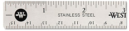 Westcott 10414 Edelstahl-Metall-Lineal mit rutschfester Korkbasis, 15,2 cm