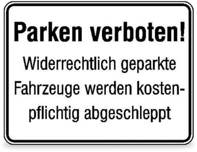 Betriebsausstattung24 Parkplatzkennzeichnung Parken verboten!... - Aluminium, geprägt - 33,0 x 25,0 cm - Text Schild