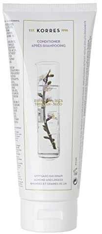 KORRES Almond und Linseed Pflegespülung für trockenes, strapaziertes Haar, silikon- und parabenfrei, vegan, 200ml