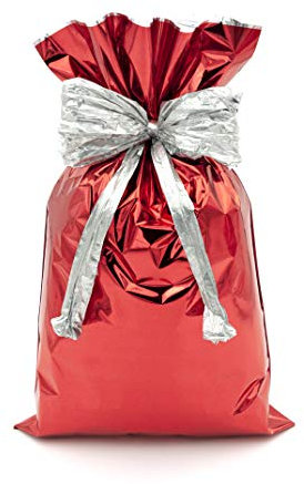 Italpak Geschenktüten, metallische Geschenktüten, einfarbig, 50 Stück, 15 x 25 cm, Rot