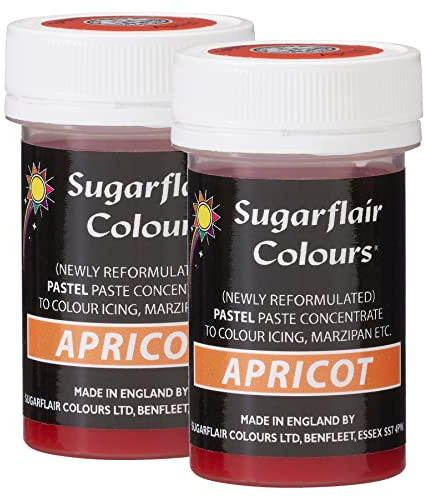 Sugarflair Pastel Paste, Apricot Food Colouring, Highly Concentrated for Use with Sugar Pastes, Buttercream, Royal Icing or Cake Mix, Vibrant Colour Dye - 25g (Pack of 2)