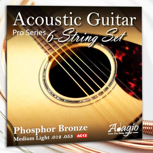 Adagio Professional Acoustic Guitar Strings Full Set/Pack - Light Gauge 12-53 Phosphor Bronze