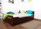 Jugendbett Easy Premium Line K4 inkl. 2 Schubladen und 1 Abdeckblende, 120 x 200 cm Buche Vollholz massiv Dunkelbraun