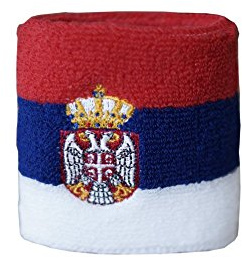 Flaggenfritze Schweiß- und Stirnbänder Serbien mit Wappen, für Erwachsene und Jugendliche, Sport/Fitness/Yoga, modisches Fan-Accessoire