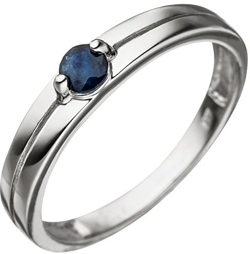 Jobo Damen-Ring aus 8 Karat 333 Weißgold mit Safir Größe 58