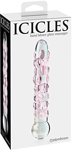 Pipedream Icicles® No. 7, Clear & Pink, 7 Zoll