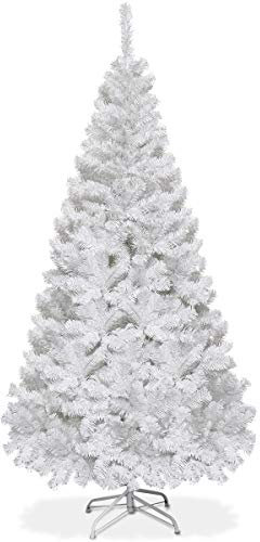 COSTWAY 150cm Künstlicher Weihnachtsbaum, Tannenbaum mit Metallständer, Christbaum PVC Nadeln, Kunstbaum Weihnachten ideal für Zuhause, Büro, Geschäfte und Hotels, Weiß