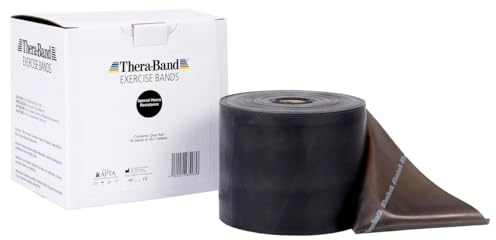 Theraband Original Fitness Latex-Widerstandsbänder – Vorratsrolle 45,5 Meter, 100% Naturlatex, Ideal für Rehabilitation, Muskelkonditionierung, Ganzkörpertraining, Schwarz | Extra schwer