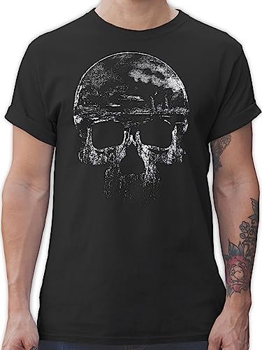 Das Beste Männer Shirt von #RedSkullBikerFashion - Vintage Totenkopf - L - Schwarz - t-Shirt Herren Motorrad schädel Shirts totenköpfe Tshirt totenköpfen t-Shirts Herren-Shirt Tshirts t für Fun