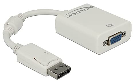 DeLock Adapter DisplayPort 1.2 Stecker > VGA Buchse Passiv weiß (Chipsatz: Analogix ANX9833, DisplayPort 1.2 Spezifikation, Auflösung bis WUXGA 1920 x 1200 @ 60 Hz)