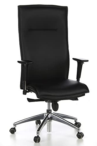 hjh OFFICE 600000 Chefsessel Murano 20 Leder Schwarz Bürostuhl, hohe Rückenlehne, verstellbare Armlehnen