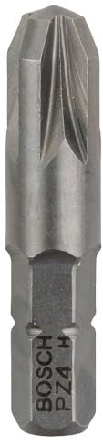 Bosch Professional Bit Extra-Hart für Pozidriv-Kreuzschlitzschrauben (PZ4, Länge: 32 mm, 3 Stück), Grau, 2607001566