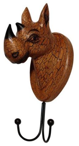 Wogeka Kleiderhaken Haken Nashorn Holz Garderobe 05