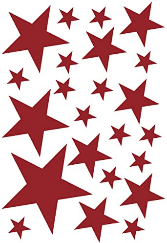 Samunshi® Wandtattoo Sterne Set 'gefüllt' 14x2,5cm6x5cm2x7,5cm1x10cm dunkelrot