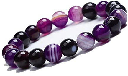 Unique Chakra Buddha lila Agate Perlen Armband 8mm Achat Energiearmband Heilsteine dehnbar 16cm bis 19cm Juweliers Qualität