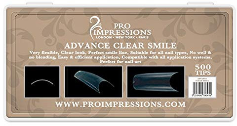 Pro Impressions Advance Clear Smile 50 Nail Tips, Size 3