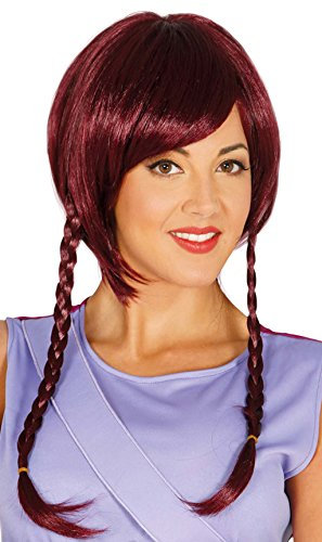 Geisha-Bob Perücke für Damen Kurzhaar-Frisur mit Zöpfen rot