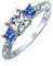 3Ctw Antik Vintage Stil Milgrain Simuliert Blauer Saphir Abwechselnd Drei Stein Prinzessin Solitär Aaa Cz Jahrestag Verlobung Oder Hochzeit Ring-Set Für Frauen .925 Sterling Silber