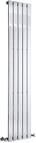 Milano Alpha Chrome Vertical Single Flat Panel Radiator - 1800mm x 375mm