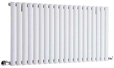 Milano White Horizontal Single Oval Panel Radiator 635 x 1180mm | Steel Construction. Generous Heat Output. Contemporary Style. Single Panel Design. Central Heating Operation.