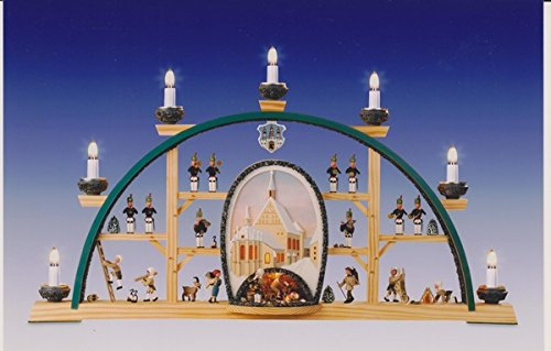Rudolphs Schatzkiste Schwibbogen Freiberger Dom braunes Bild elektrisch BxHxT 70x40x5cm NEU Lichterbogen Fensterbogen Spitzbogen Erzgebirge Weihnachten Bergbau Bergmann Licht Holz Dekoration