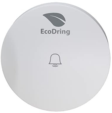 EcoDring Sonnette sans Fil sans Pile ECO (Bouton émetteur Seul) * Garantie 3 Ans * portée Max 80 m, résistant à l'eau IPX7, Blanche, 36 mélodies