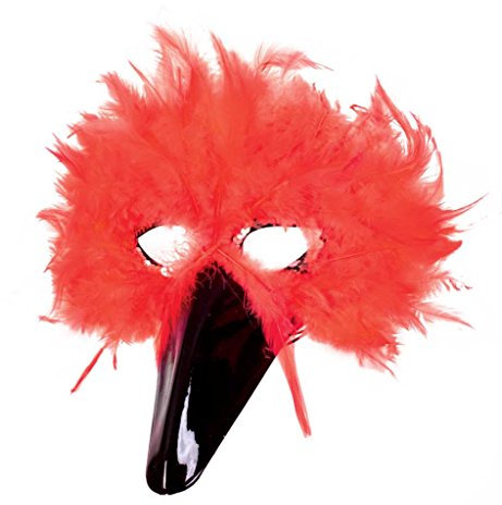 Federdomino rot Karneval Augenmaske Federmaske Vogelmaske Karnevalszubehör Zauberwelt Vogel Gesichtsmaske MaskeradeFasching Mottoparty