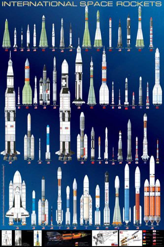 Educational - Bildung Raketen - International Space Rockets Bildungsposter Plakat Druck - Maxiposter Version in Englisch - Grösse 61x91,5 cm