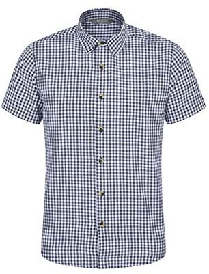 Mountain Warehouse Weekender Kurzarm-Shirt für Herren - 100% Baumwolle, leichtes Herrenshirt, atmungsaktives Baumwollhemd - Frühling Sommer, Camping & Reisen Marine XXL