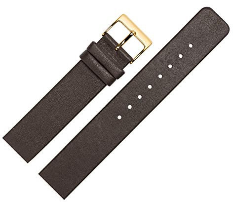 MARBURGER Uhrenarmband 22mm Leder Braun Gold Glatt - Montage Set 7622231000220
