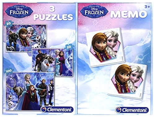 Clementoni 07809 - Disney Frozen - Puzzle 2x20, 1x100 Teile + Memo