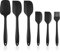 Ensemble de spatules en silicone 6 pièces spatule en caoutchouc résistant à la chaleur noyau en acier inoxydable ustensile de cuisine spatule grande petite spatule de cuisine de cuisson noir