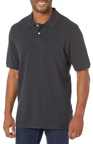 Amazon Essentials Mens Regular Fit Cotton Pique Polo Shirt (Available in Big & Tall), Black, Small
