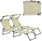 casa.pro 2er Set Sonnenliege 'Lomeda' mit Sonnendach Gartenliege 187x53x27cm Liege Creme