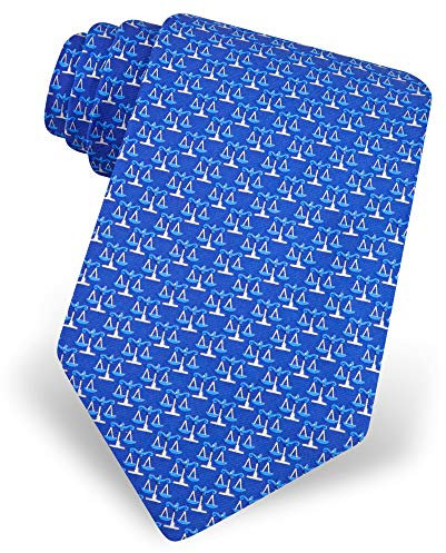 Alynn Krawatte/Krawatte/Halstuch mit Rechtswaldemotiv, 100% Seide, Blau