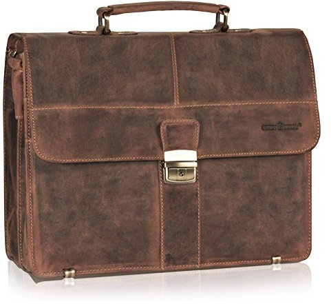 Greenburry Vintage Aktentasche Leder 38 cm mit 2 Hauptfächern