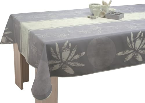 Le linge de Jules Nappe anti-taches Lotus blanc - taille : Rectangle 150x240 cm, Gris