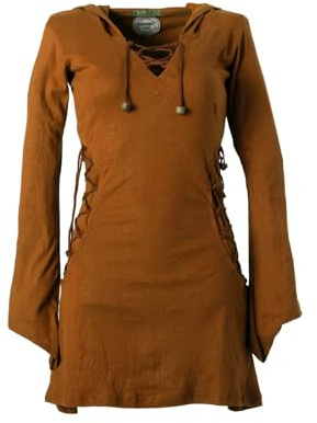 Vishes Elfenkleid mit Zipfelkapuze & Schnürbändern | Handgefertigt aus 100% Baumwolle | Ideal für Herbst & Frühjahr | Nachhaltige Alternative Bekleidung