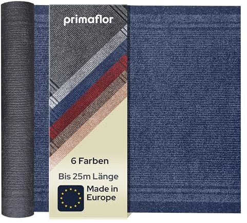 Primaflor Sauberlauf - Malaga, Blau, 0,66m x 1,50m, Rutschfester Schmutzfangläufer Meterware, Schmaler Küchen-Läufer nach Maß, Zuschneidbarer Teppichläufer, Eingangsmatte für Flur und Windfang