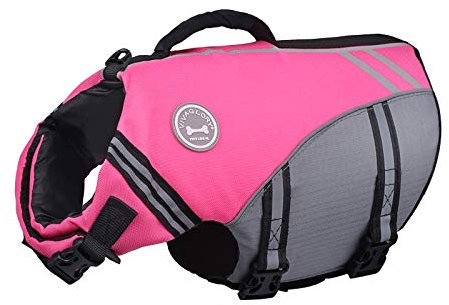VIVAGLORY Sports Style Schwimmweste Hund, Hundeschwimmweste für Bootfahren, Auftrieb & Schwimmhilfe, Schwimmweste, S, Rosa