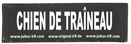 Interchangeable Patches, 1 pair, CHIEN DE TRAÎNEAU, Size: Large, Black