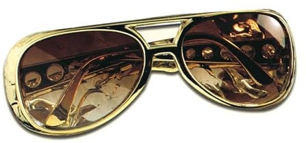 W WIDMANN MILANO Party Fashion 6740R - Rock´n´Roll Brille, goldfarbenes Gestell, bräunliche Kunststoffgläser, Karneval, Mottoparty