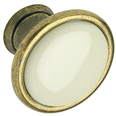 SIRO 1700-29ZN48PF21 Knopf Oxnard ø 29 mm, Porzelan/ZN hellbeige/altmessing brüniert