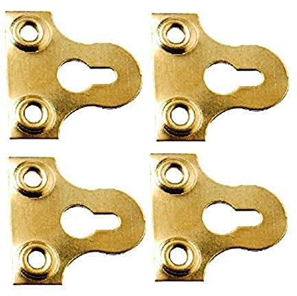 Merriway BH02265 (4 Pcs) EB Slotted Glass Mirror Plate, 32mm (1.1/4 inch) Brass Plated - Pack of 4 Pieces