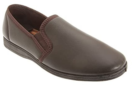 Sleepers Mens Hadley Softie Leather Twin Gusset Slippers (8 UK) (Dark Brown)