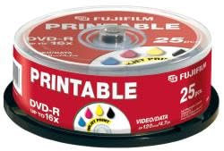Fujifilm Fuji 25xDVD-R 4,7GB 120Min Full Printable Ink White Cake Box