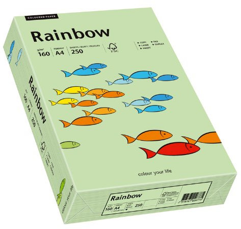 Papyrus 88042637 Farbiges Kopierpapier, Bastelpapier: Rainbow 160 g/m², A4, 250 Blatt mittelgrün