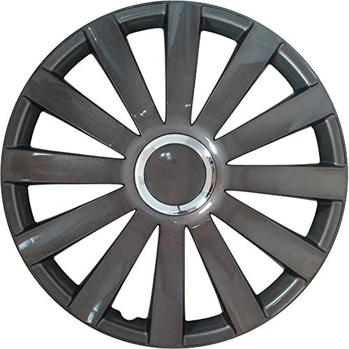 AutoStyle 4er Set Radzierblenden Spyder 16-Zoll Gun-Metal + Chrom Ringe