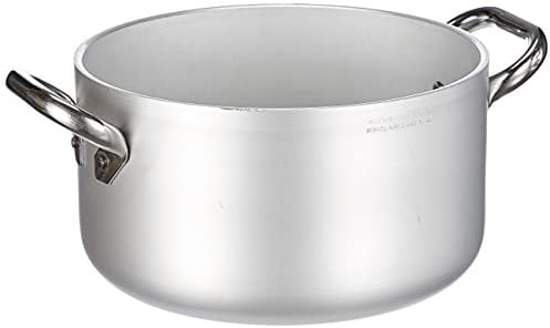 Ollas Agnelli Cazuela cilíndricos, de Aluminio, de Alta Radiante, con 2 Asas en Acero Inoxidable, Plata, 5,6 litros